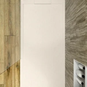Receveur de douche en résine avec cadre crème System – couleurs au choix – texture ardoise – antibactérien et antidérapant