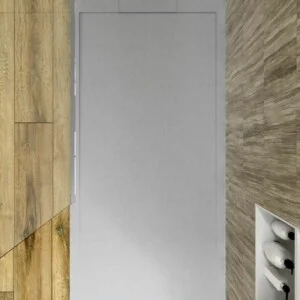 Receveur de douche avec cadre en résine SYSTEM Gris Ciment – ​​couleurs au choix – texture ardoise – antibactérien et antidérapant