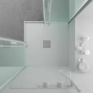 Receveur de douche en résine QUADRO Arena – couleurs au choix – texture ardoise – antibactérien et antidérapant. Grille thermolaquée