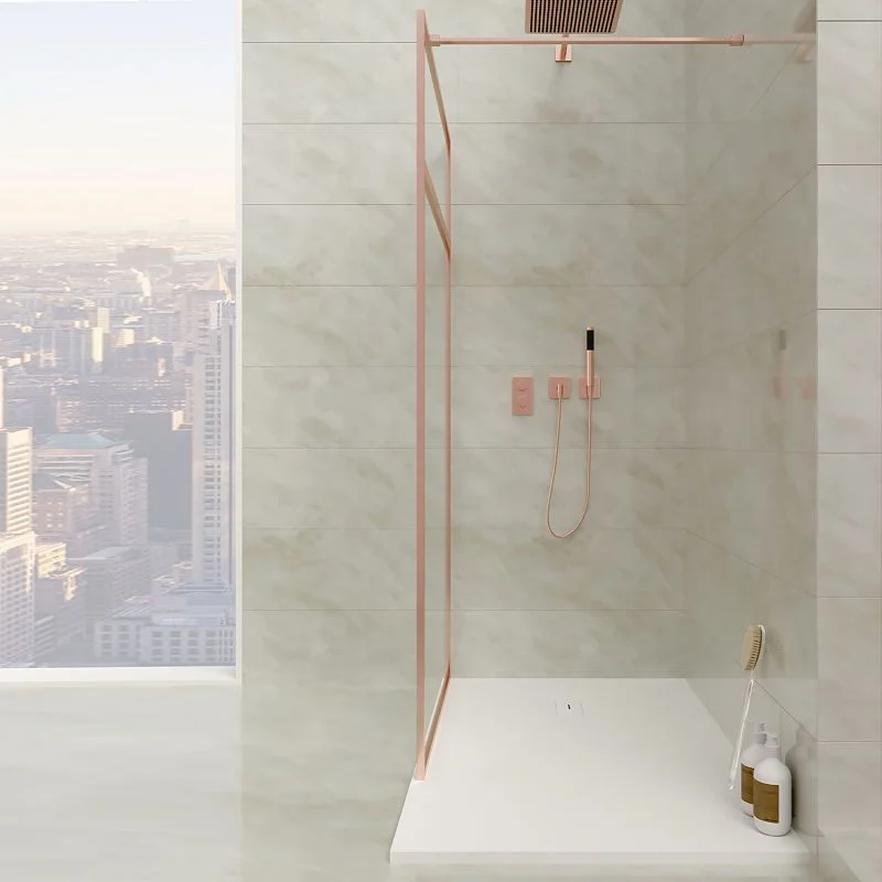 Paroi de douche fixe sur mesure LINE avec profilés cadrés 2 corps - Verre 4 MM avec traitement anticalcaire inclus - Bras de fixation en inox – Image 3