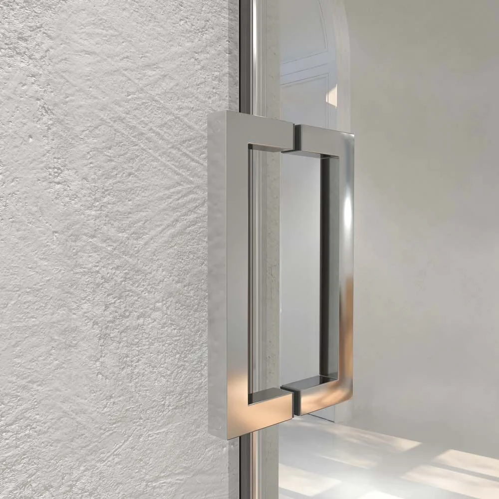 Paroi de douche frontale TECH STEEL 1 fixe – 1 porte coulissante vitrée 8 mm. ACIER INOXIDABLE – Image 3