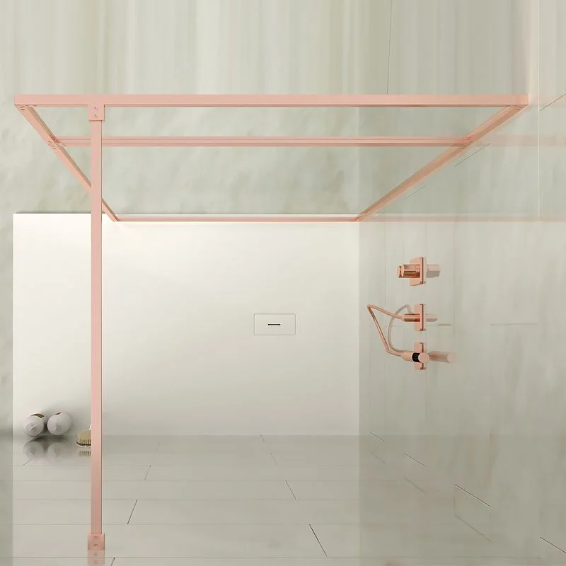 Paroi de douche fixe sur mesure LINE avec profilés cadrés 2 corps - Verre 4 MM avec traitement anticalcaire inclus - Bras de fixation en inox – Image 2