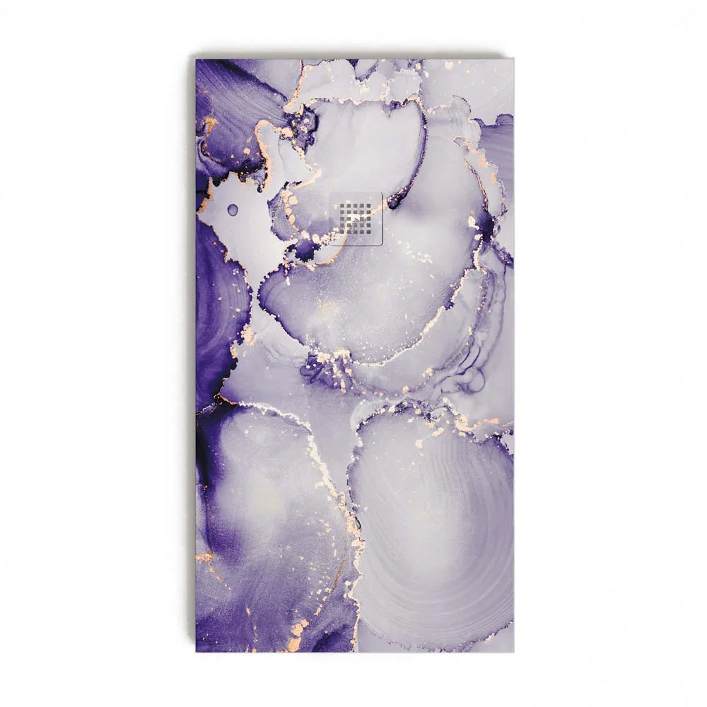 Receveur de douche en résine texture ardoise. Effet marbre végétal violet forêt et autres finitions – STONE 3D moderne antidérapant