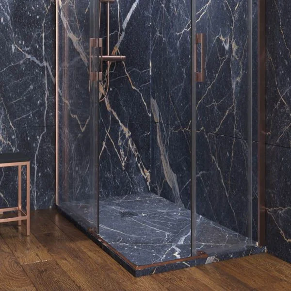 Receveur de douche en résine texture ardoise. Effet sur le marbre gris Emperador et autres finitions – STONE 3D moderne antidérapant – Image 3