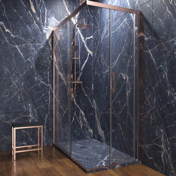 Receveur de douche en résine texture ardoise. Effet sur le marbre gris Emperador et autres finitions – STONE 3D moderne antidérapant – Image 2
