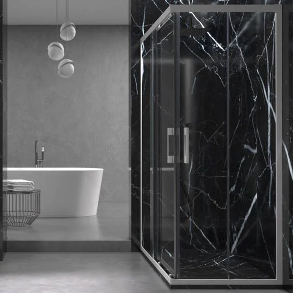Receveur de douche en résine texture ardoise. Effet en marbre noir Marquina et autres finitions – STONE 3D moderne antidérapant – Image 3