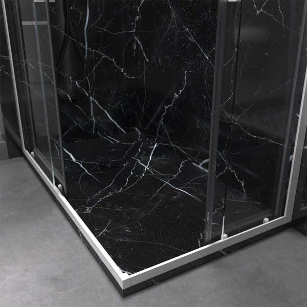Receveur de douche en résine texture ardoise. Effet en marbre noir Marquina et autres finitions – STONE 3D moderne antidérapant – Image 2