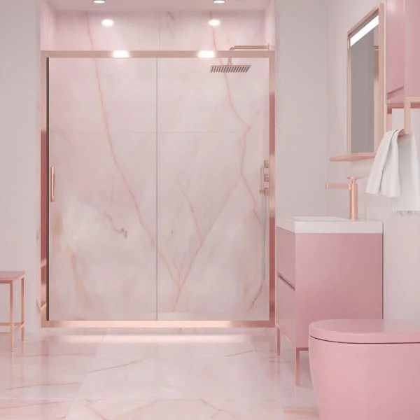 Receveur de douche en résine texturée ardoise. Effet sur le marbre rose portugais et autres finitions - STONE 3D moderne antidérapant – Image 2