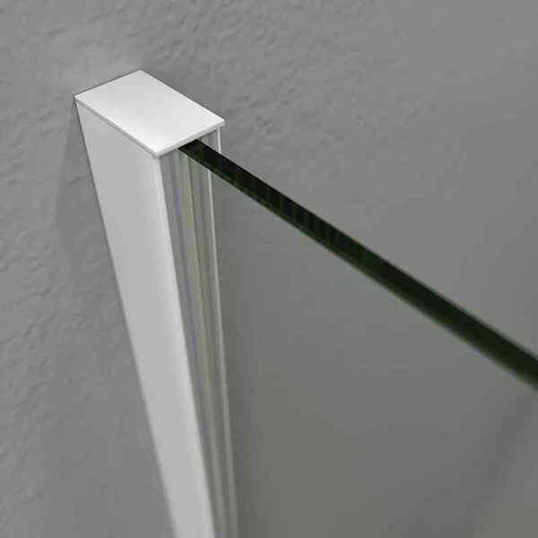 Paroi de douche fixe ZEN Profil Blanc Mat - Verre 8 MM avec traitement anticalcaire inclus - Bras de fixation en inox. extensible. – Image 3