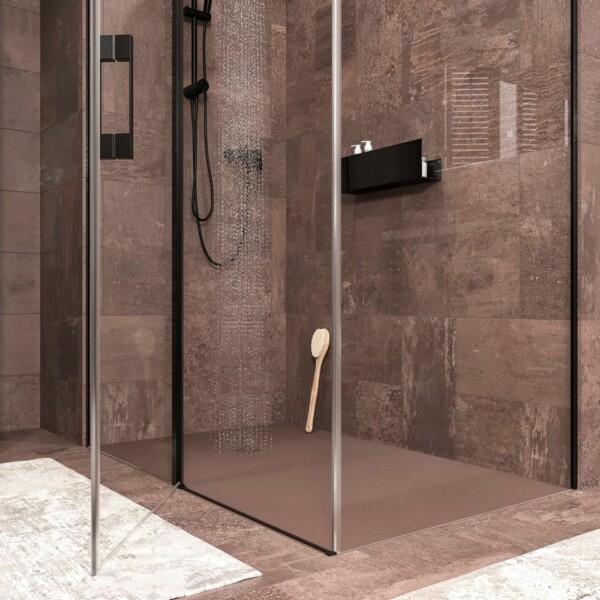 Paroi de douche rectangulaire OPEN 2 fixe – 1 porte battante sur mesure. NOIR MAT – Image 4