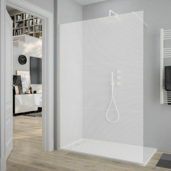 Paroi de douche fixe ZEN avec SÉRIGRAPHIE. Avec traitement anti-calcaire. Fini blanc mat – Image 7