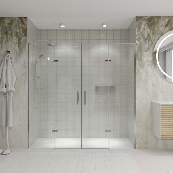 Paroi de douche SILEX avec 2 panneaux fixes et 2 portes, 180 cm, Chrome