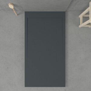 Receveur de douche en résine avec cadre URBANSTONE Graphite RAL 7016, texture ardoise, antibactérien et antidérapant. Couleurs au choix. Grille cachée