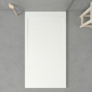 Receveur de douche en résine avec cadre URBANSTONE Blanc RAL 9003, texture ardoise, antibactérien et antidérapant. Couleurs au choix. Grille cachée