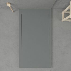 Receveur de douche en résine avec cadre URBANSTONE Gris RAL 7040, texture ardoise, antibactérien et antidérapant. Couleurs au choix. Grille cachée