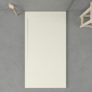 Receveur de douche en résine avec cadre URBANSTONE Blanc cassé RAL 9001, texture ardoise, antibactérien et antidérapant. Couleurs au choix. Grille cachée