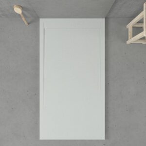 Receveur de douche en résine avec cadre URBANSTONE Sable RAL 7035, texture ardoise, antibactérien et antidérapant. Couleurs au choix. Grille cachée