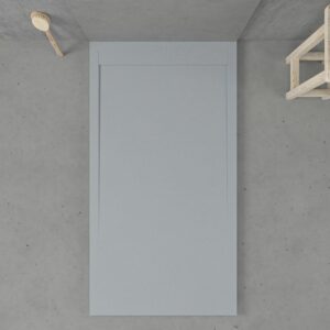 Receveur de douche en résine avec cadre URBANSTONE Gris Ciment RAL 7005, texture ardoise, antibactérien et antidérapant. Couleurs au choix. Grille cachée