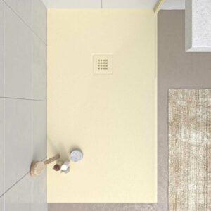 Receveur de douche en résine MYSTONE Ivoire RAL 1015 et autres coloris exclusifs, texture ardoise antibactérienne et antidérapante